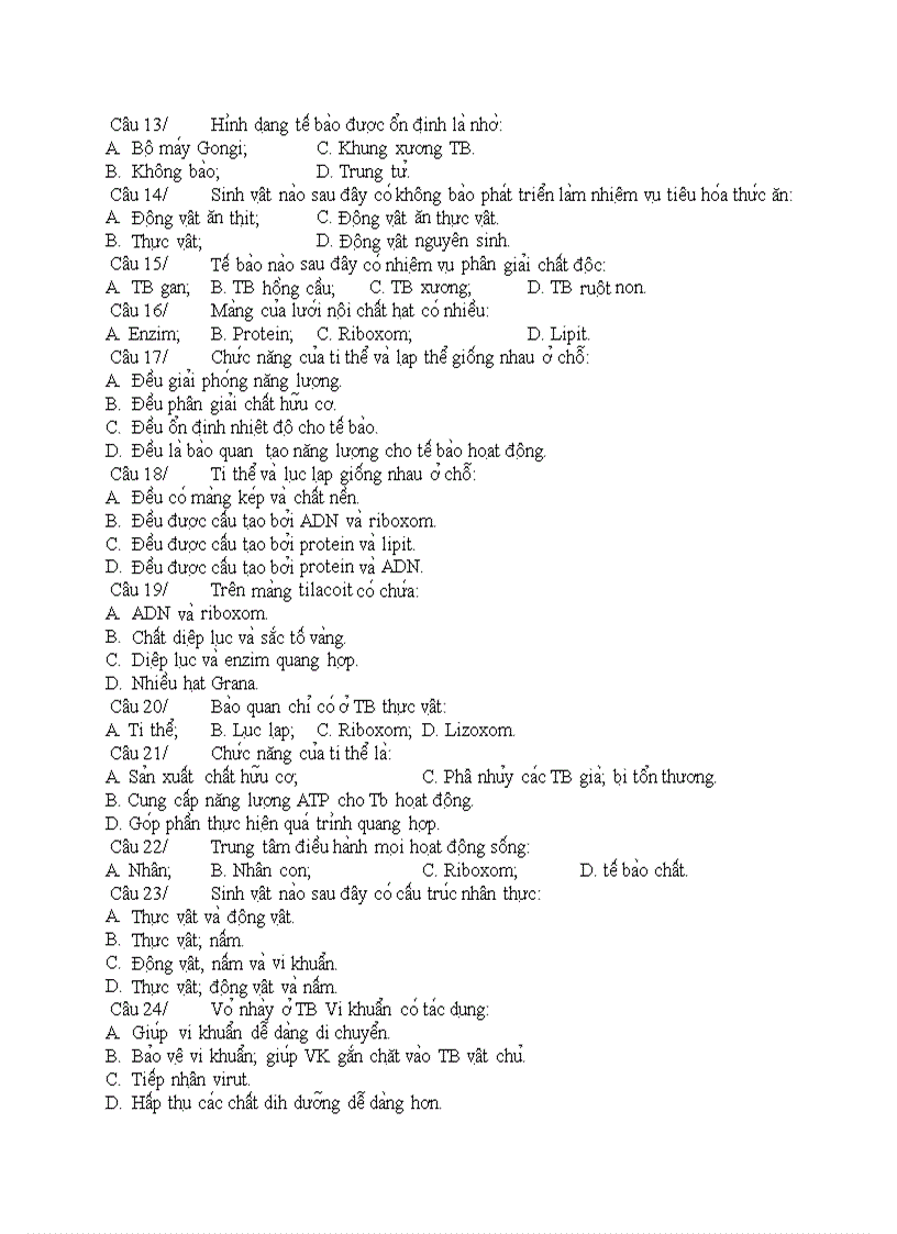 image for page Cau trac nghiem