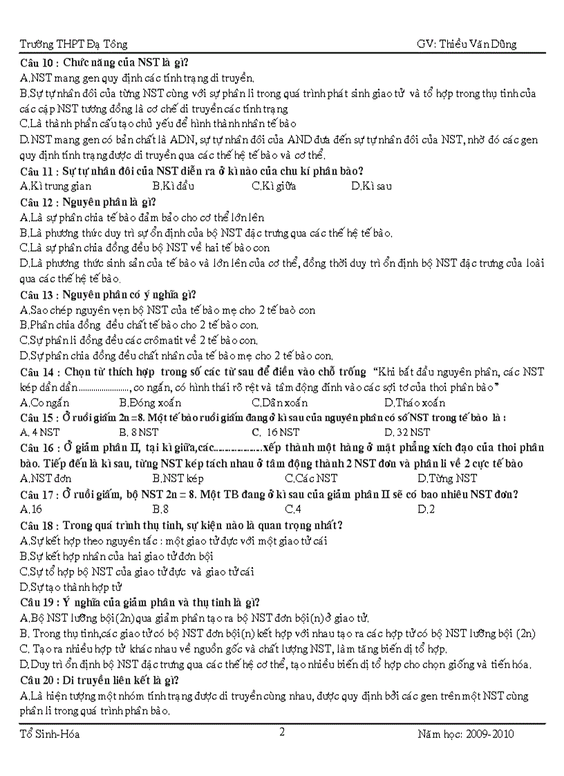 image for page Đề cương ôn tập học kì 1 môn Sinh học lớp 9 có đáp án chi tiết đầy đủ