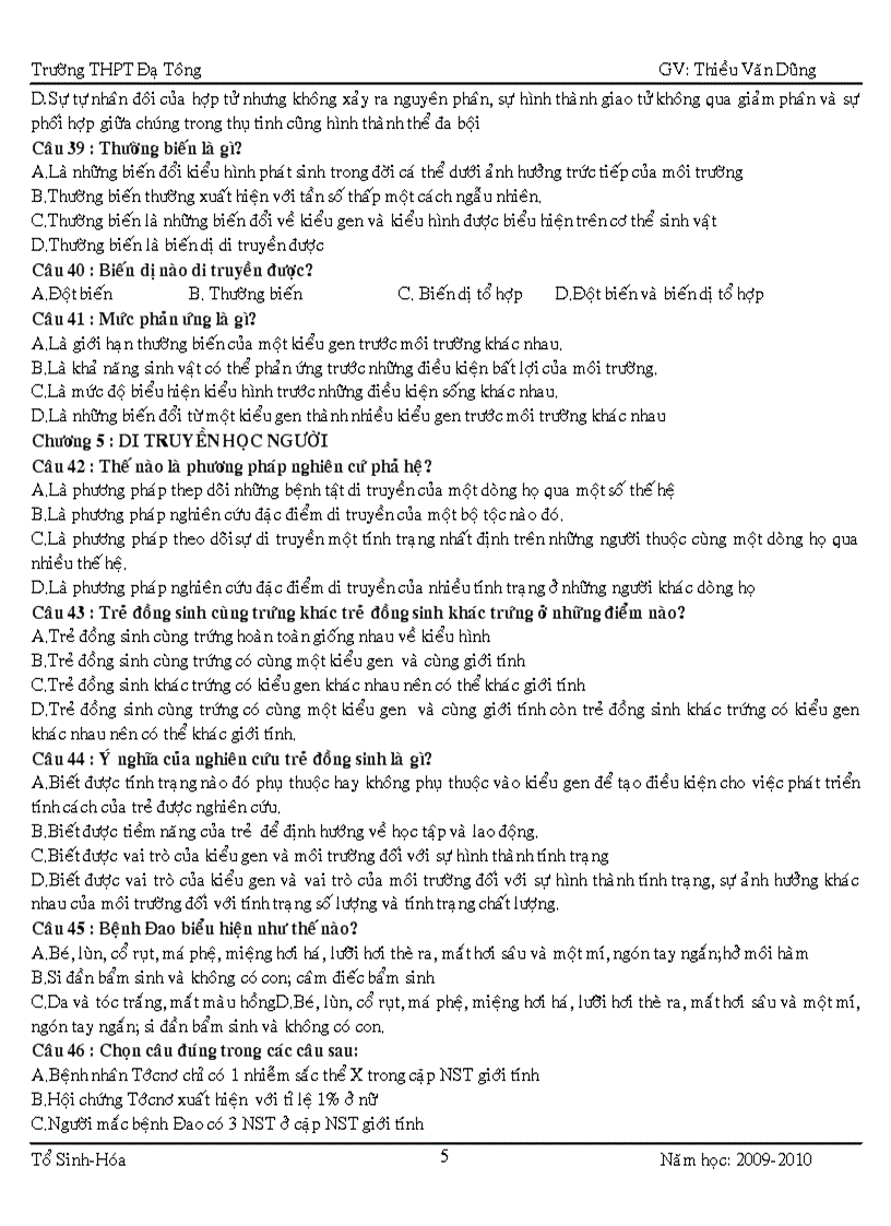 image for page Đề cương ôn tập học kì 1 môn Sinh học lớp 9 có đáp án chi tiết đầy đủ