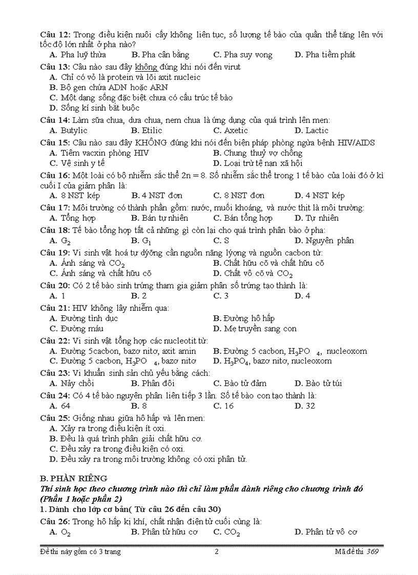 image for page Đề KT Sinh 10 HK II 10