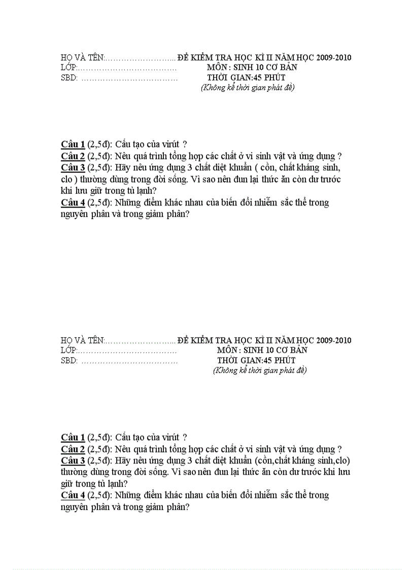 image for page Đề KT Sinh 10 HK II 2