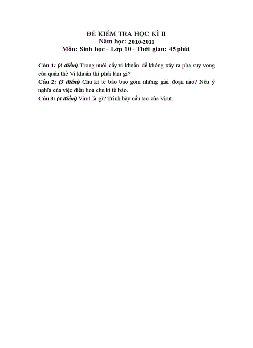 image for page Đề Sinh 10 KT HK II số 14