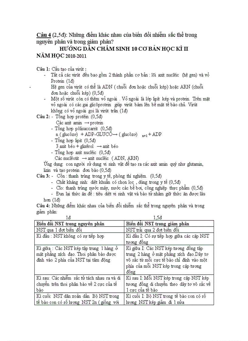 image for page Đề Sinh 10 KT HK II số 2