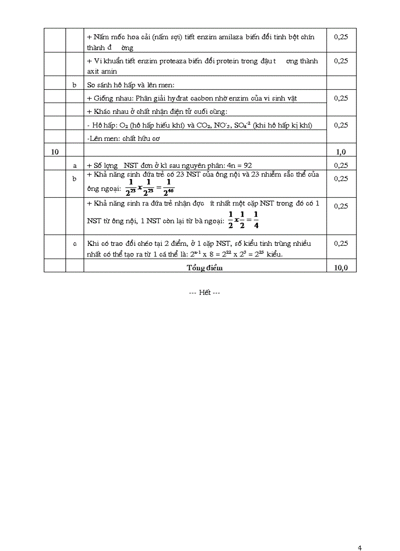 image for page Đề thi và đáp án HSG lớp 10 môn sinh