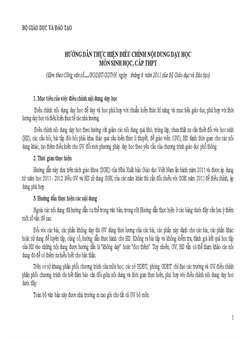 image for page Giảm tải chương trình môn Sinh THPT