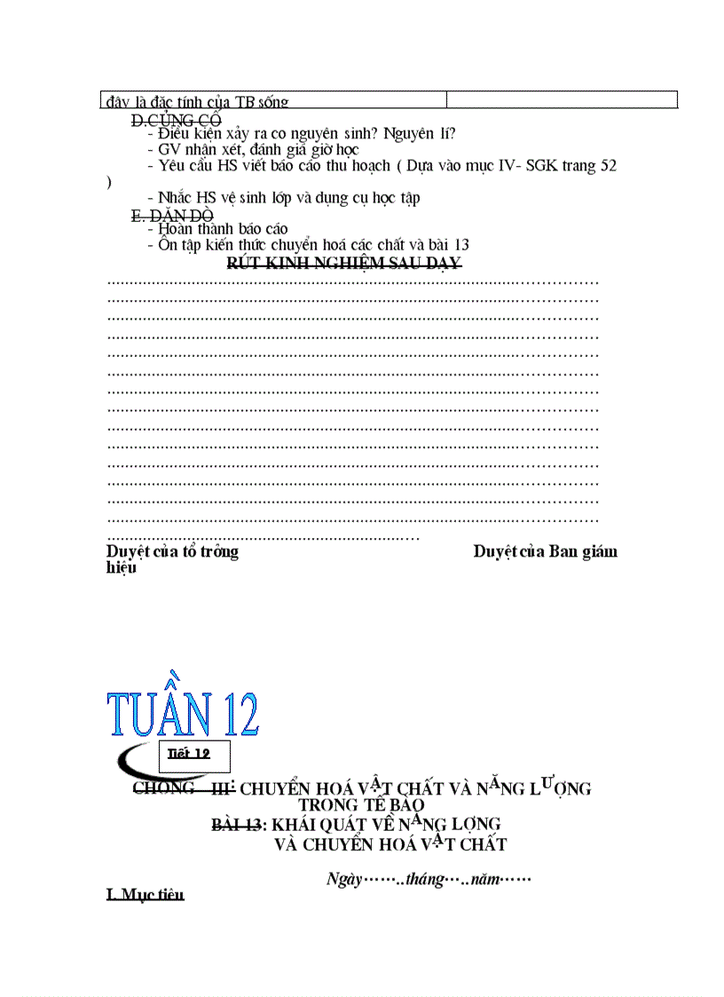 Giao an sinh 10 cb tuan 11 15 Duyen