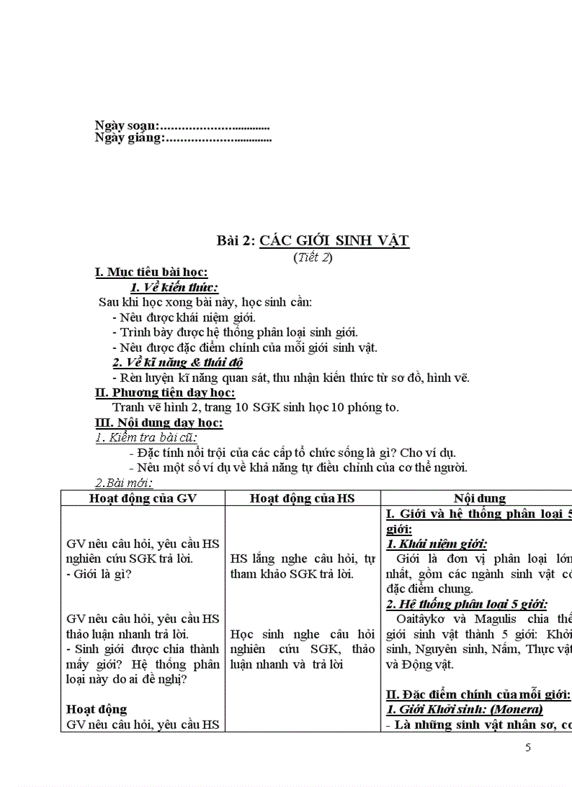 image for page Giáo án Sinh học 10 chuẩn mới 2012