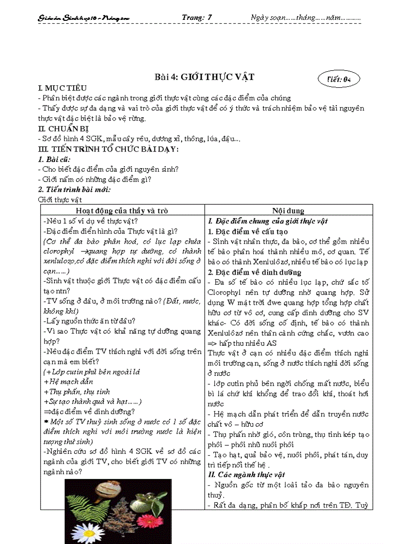 image for page Giáo án Sinh học 10 nâng cao đầy đủ từ tiết 1 đến tiết 48