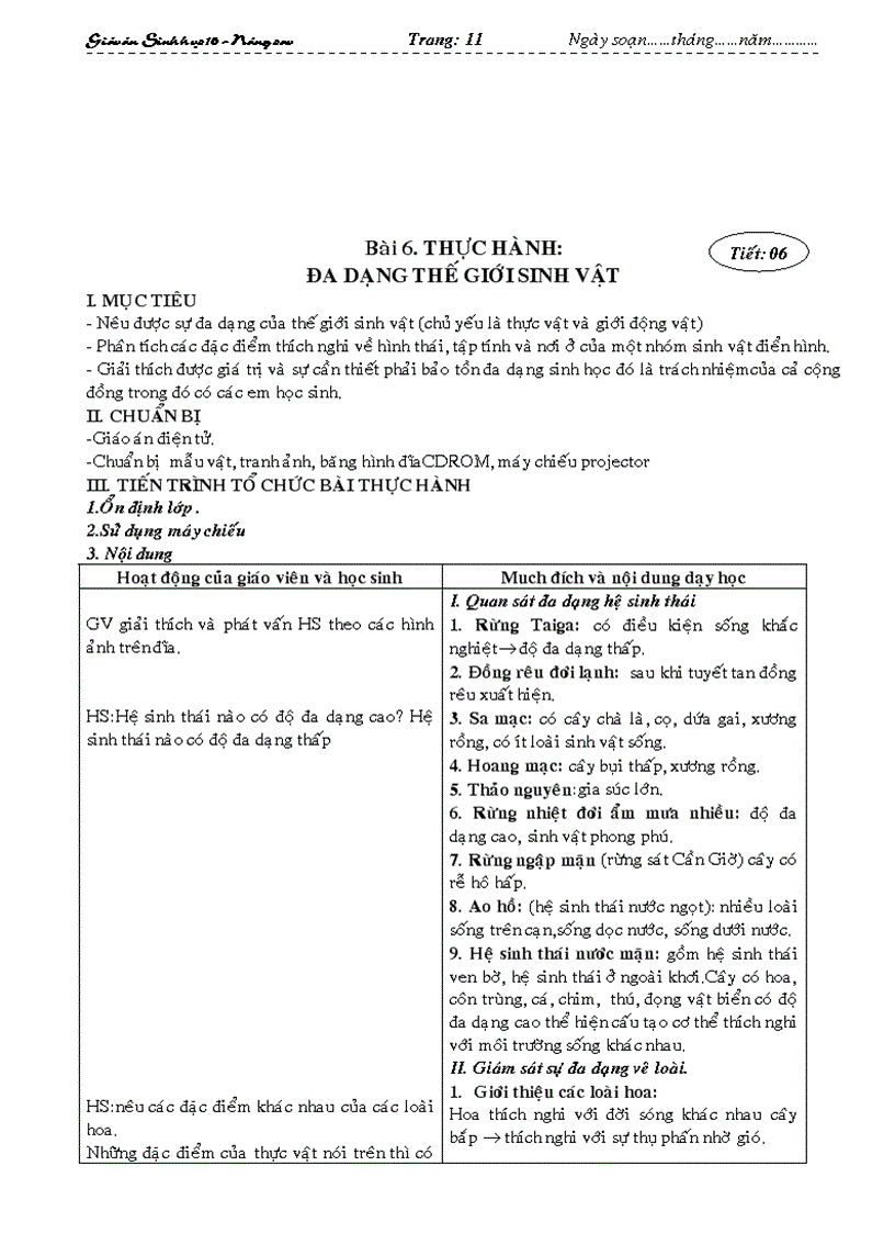 image for page Giáo án Sinh học 10 nâng cao đầy đủ từ tiết 1 đến tiết 48