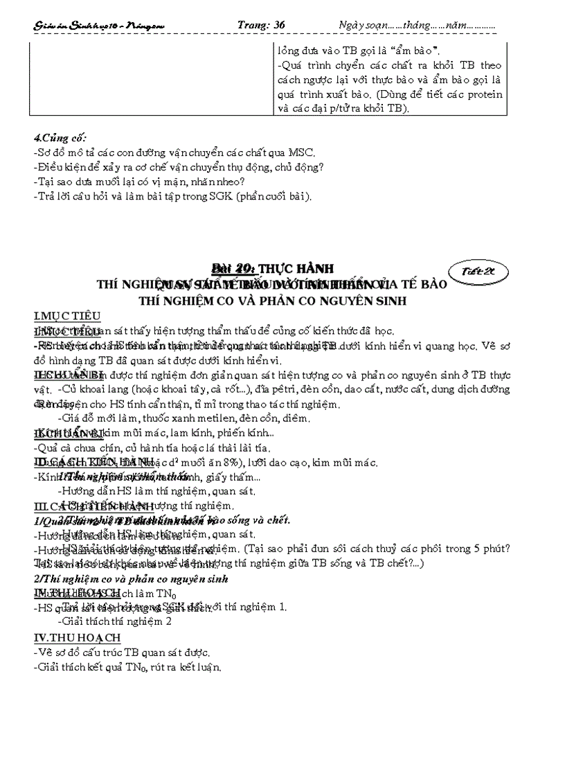 image for page Giáo án Sinh học 10 nâng cao đầy đủ từ tiết 1 đến tiết 48