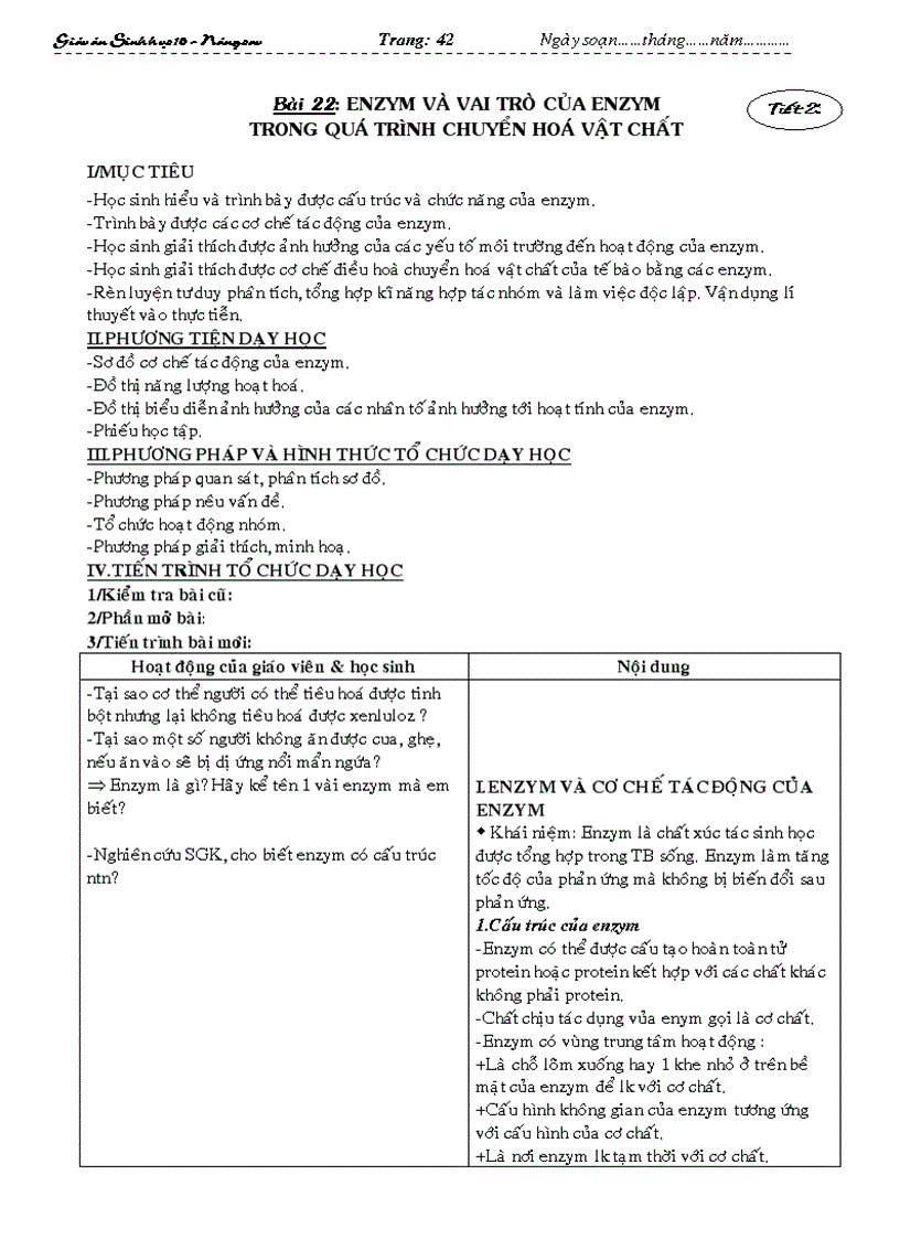 image for page Giáo án Sinh học 10 nâng cao đầy đủ từ tiết 1 đến tiết 48