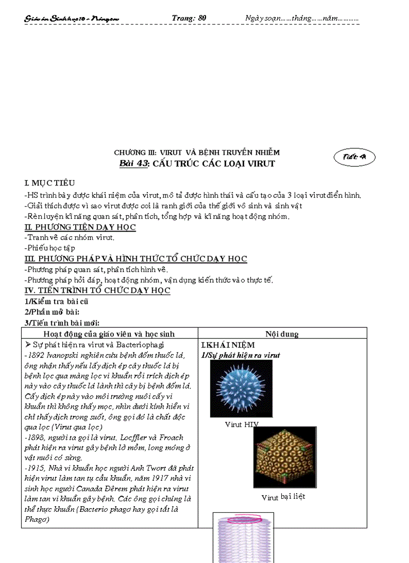 image for page Giáo án Sinh học 10 nâng cao đầy đủ từ tiết 1 đến tiết 48