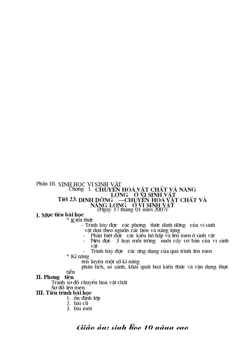 image for page Giáo án sinh lớp 10 Nâng cao