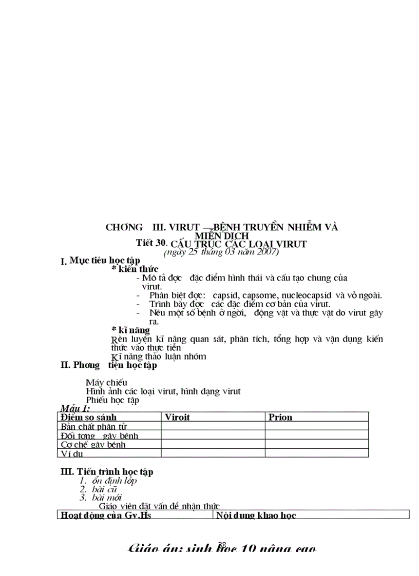 image for page Giáo án sinh lớp 10 Nâng cao