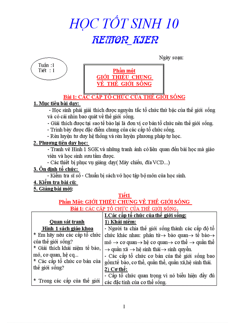 image for page Giáo án sinh học 10 Cơ bản 1