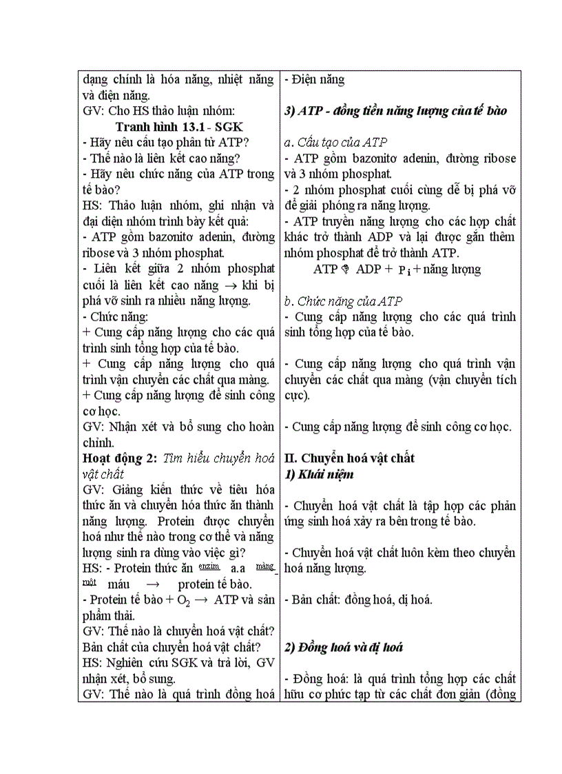 image for page Khái quát về chuyển hóa vật chất và năng lượng đề thi HKI sinh 10