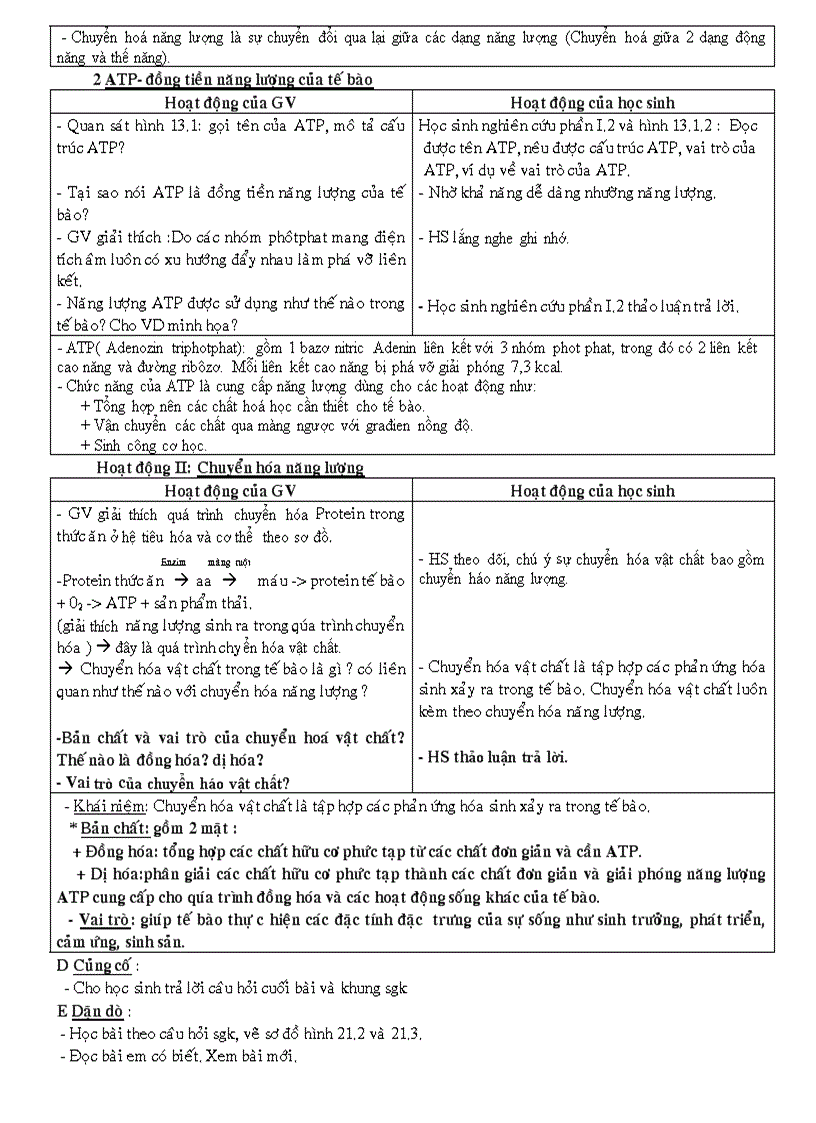 image for page Khái quát về năng lượng và chuyển hoá vật chất