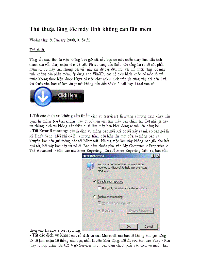 image for page Tăng tốc máy tính chỉ bằng vài thao tác click chuột