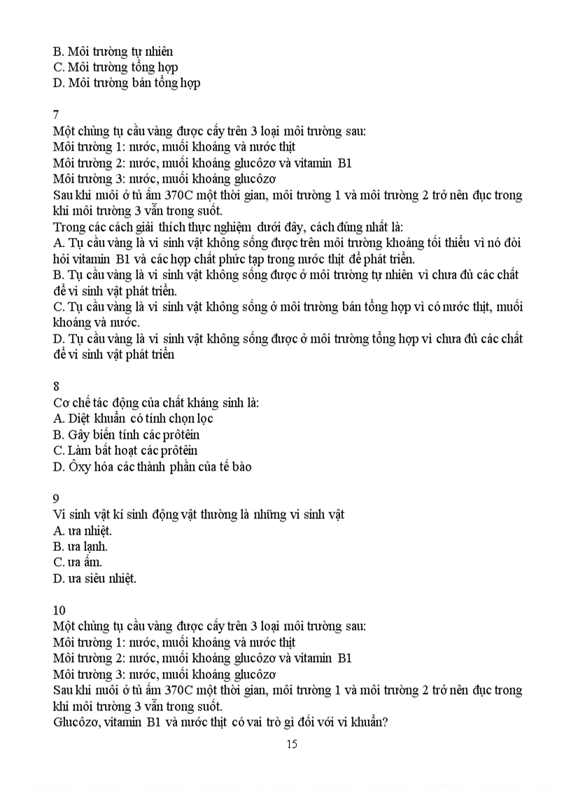 image for page Trắc nghiệm sinh học 10 theo từng bài trong SGK HK II