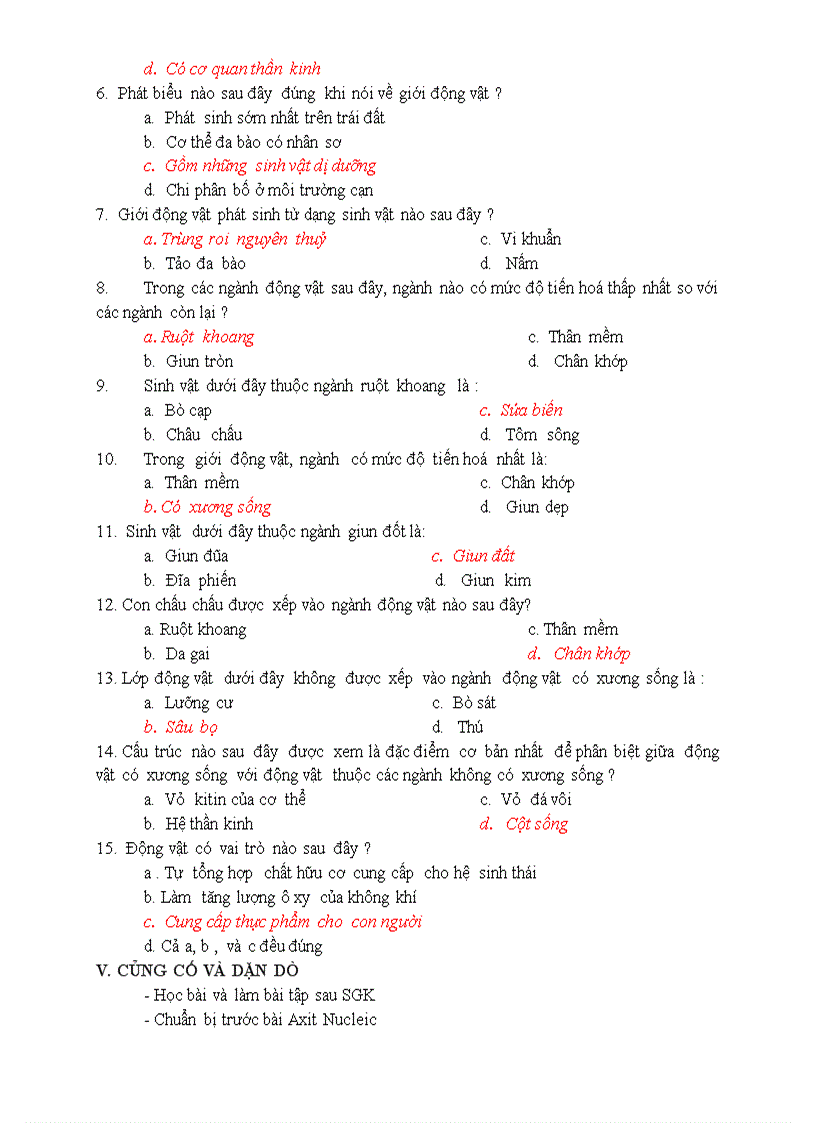 Tự chọn sinh 10 tuần 1 đến 14