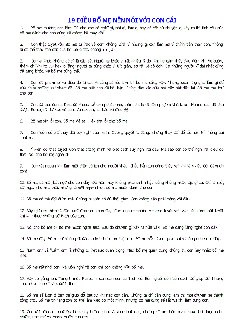 image for page 19 điều bố mẹ nên nói với con cái