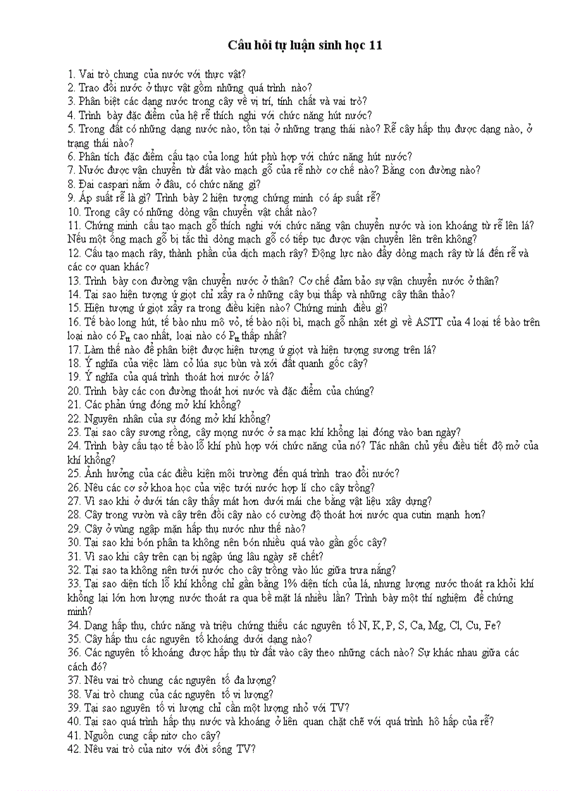 image for page Câu hỏi ôn HSG sinh học 11 phần 1