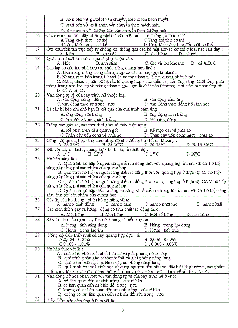 image for page Đề KT học kì I môn sinh 11 ban cơ bản