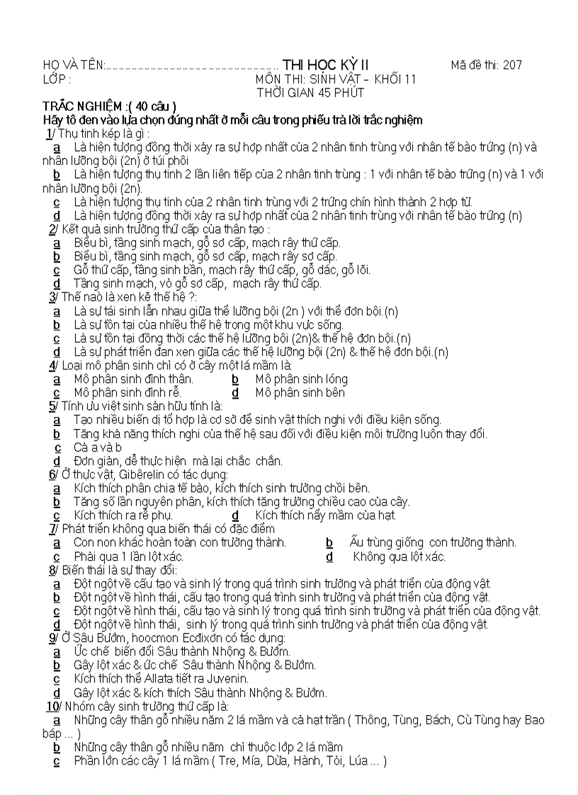 image for page Đề KT Sinh 11 HK II 1