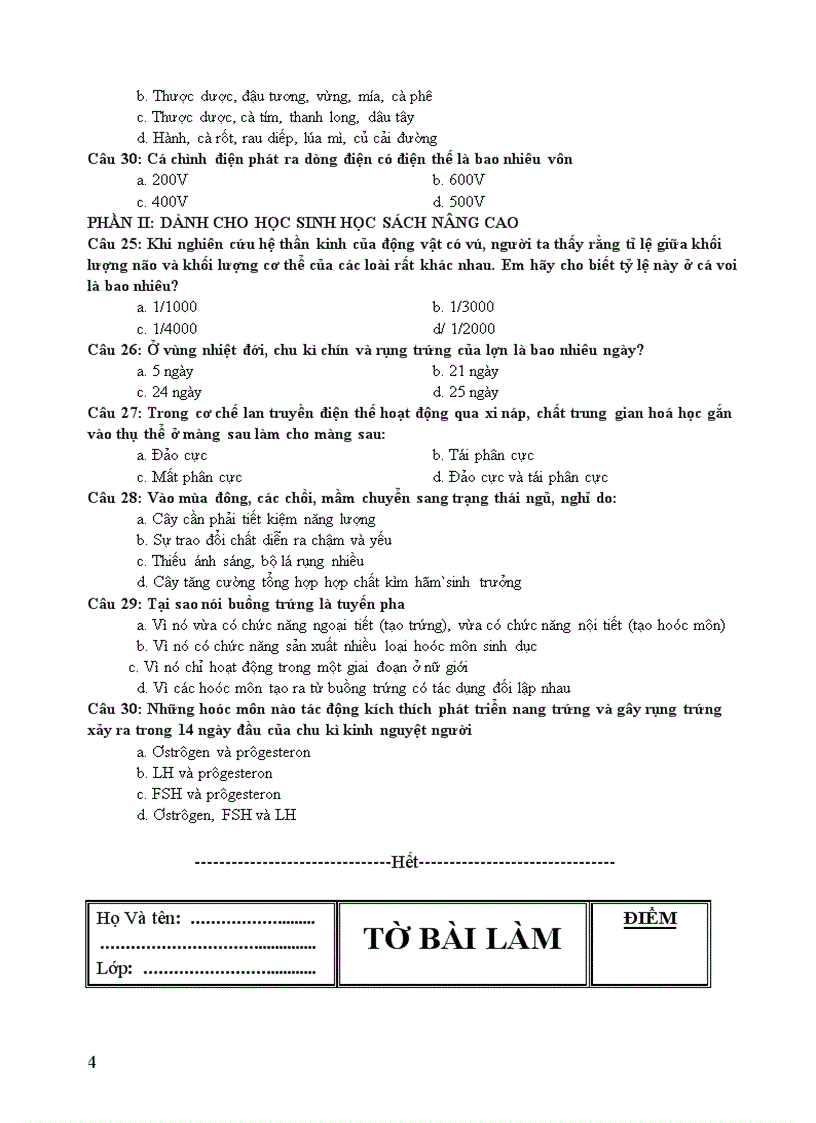 image for page Đề Sinh 11 KT HK II số 11