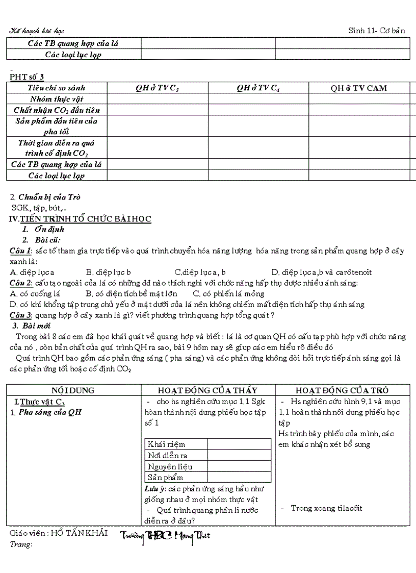 image for page Giáo án môn Sinh học 11