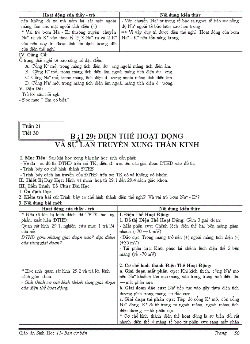 image for page Giáo án sinh 11 CB HKI