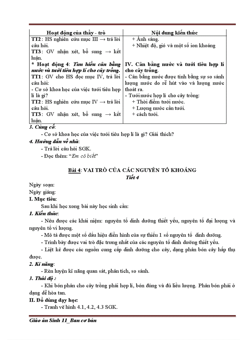 image for page Giáo án Sinh 11 Cơ bản 2