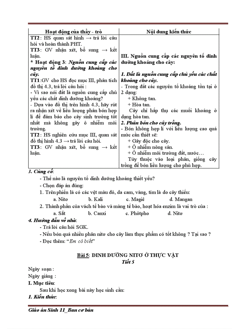 image for page Giáo án Sinh 11 Cơ bản 2