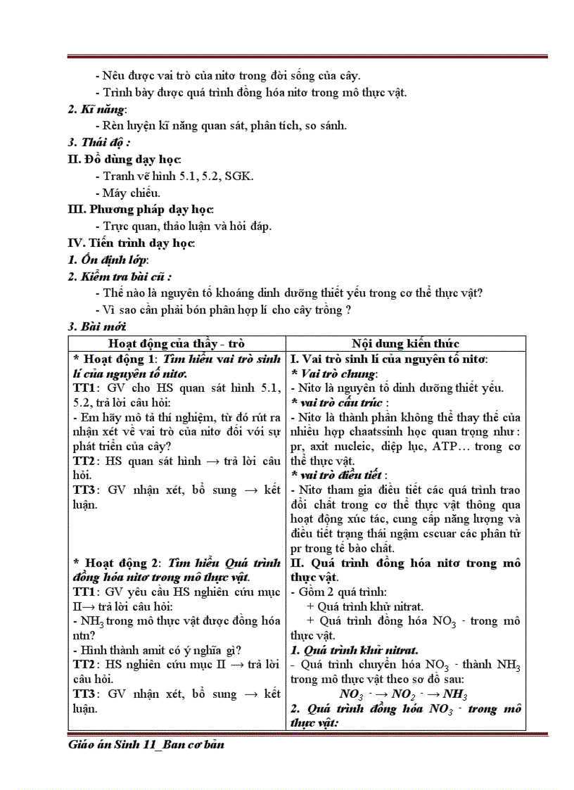 image for page Giáo án Sinh 11 Cơ bản 2