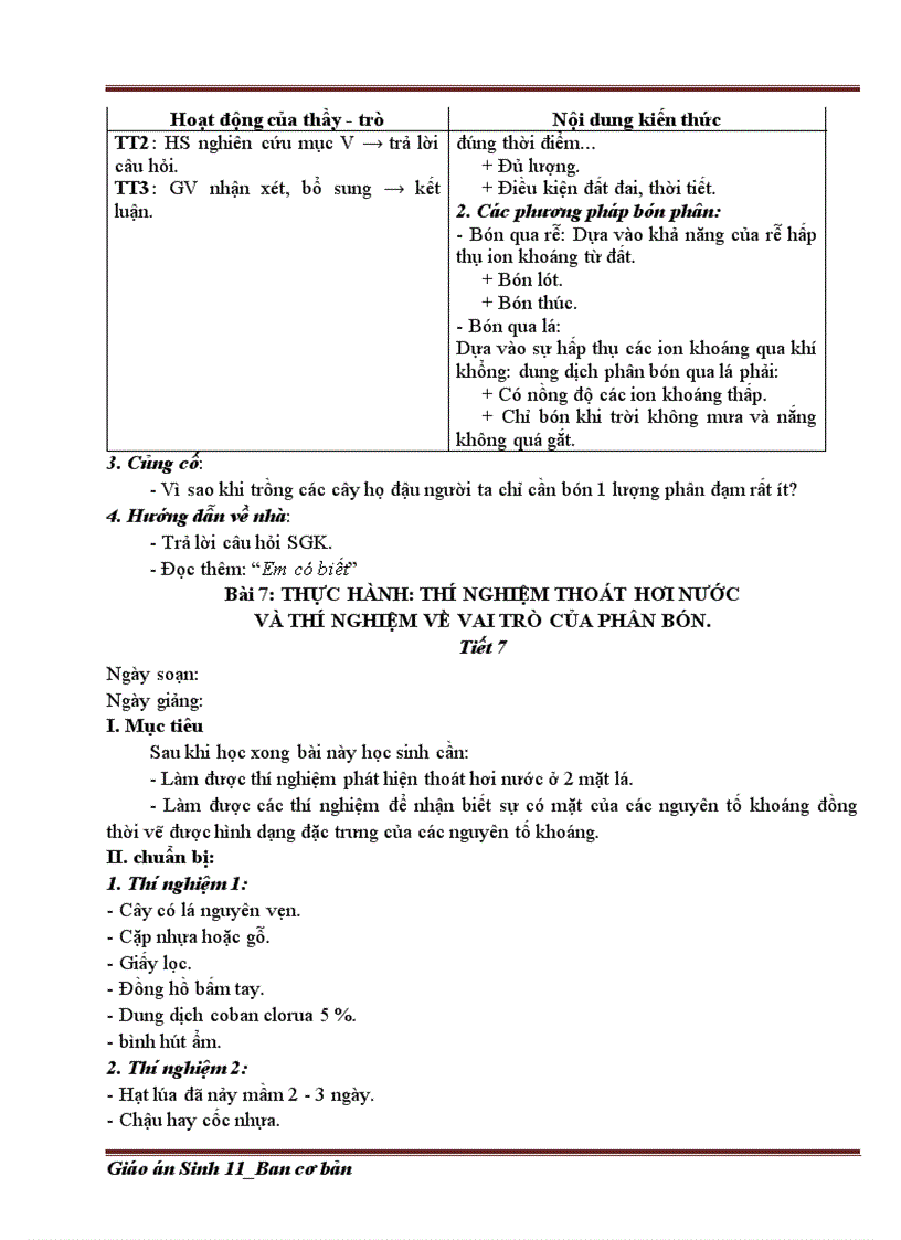image for page Giáo án Sinh 11 Cơ bản 2