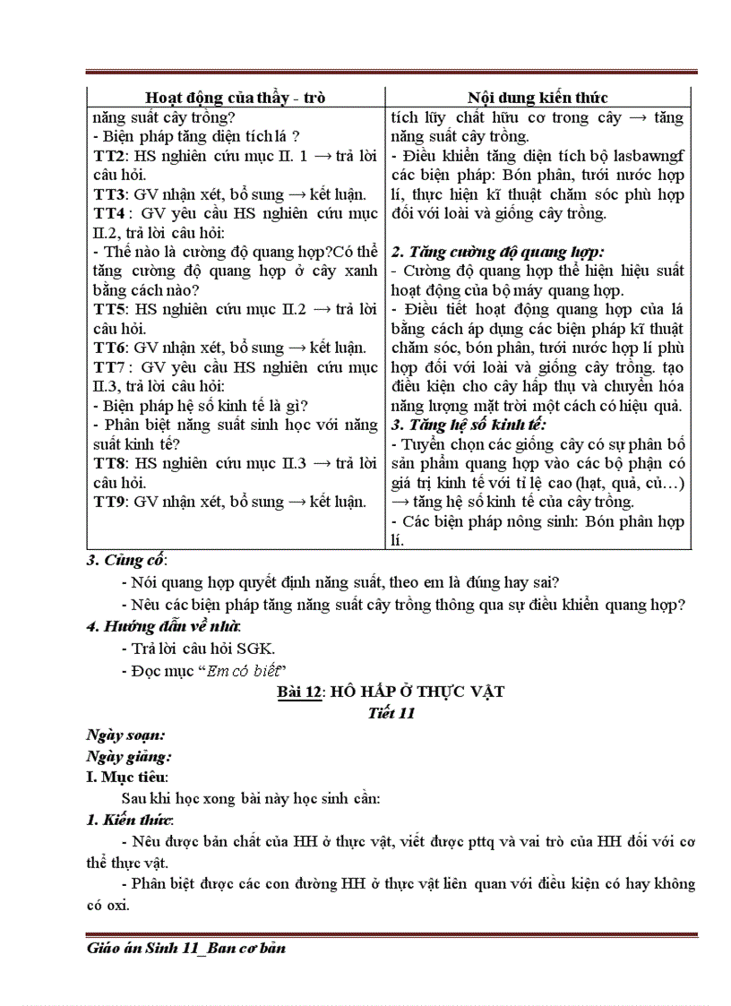 image for page Giáo án Sinh 11 Cơ bản 2