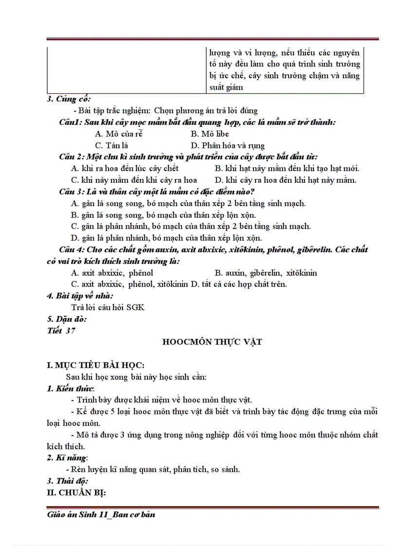 image for page Giáo án Sinh 11 Cơ bản 2
