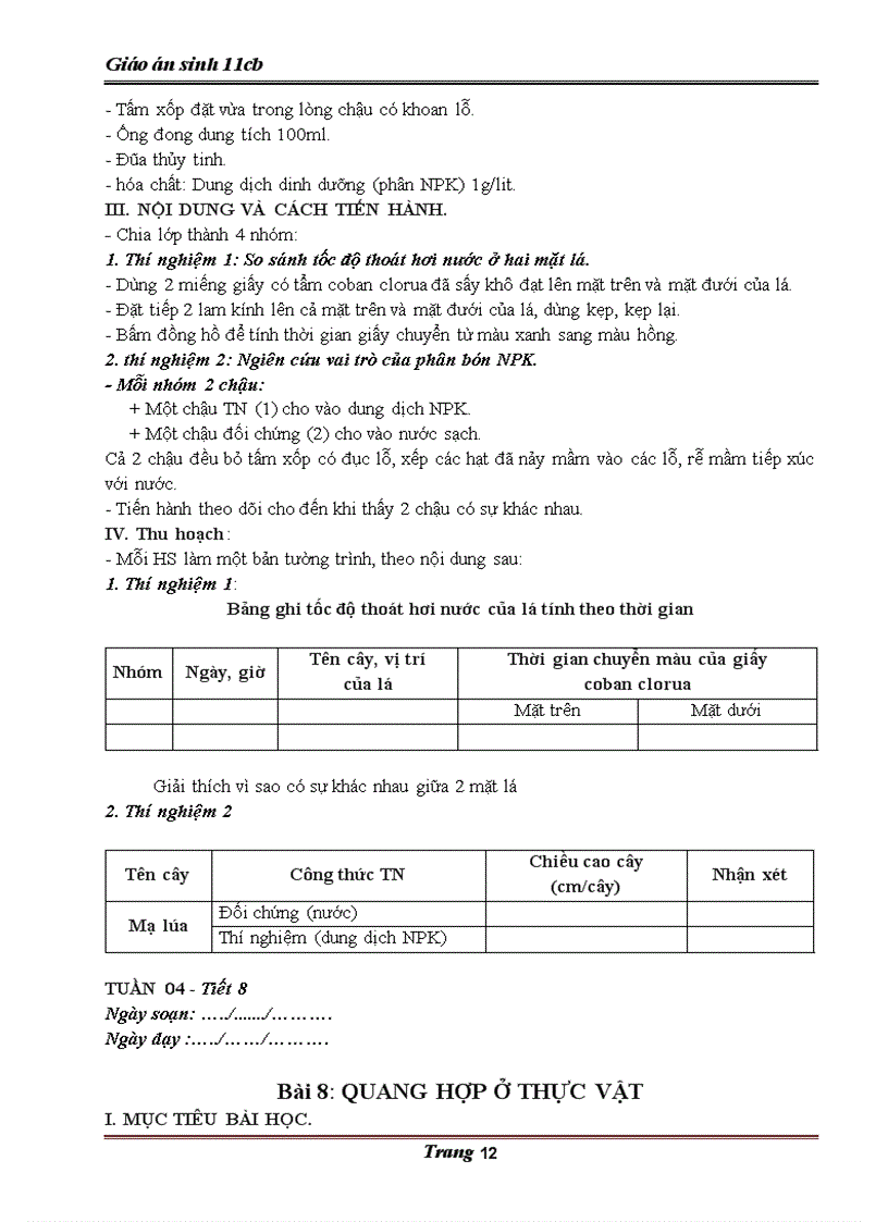 image for page Giáo án Sinh 11 Cơ bản 4