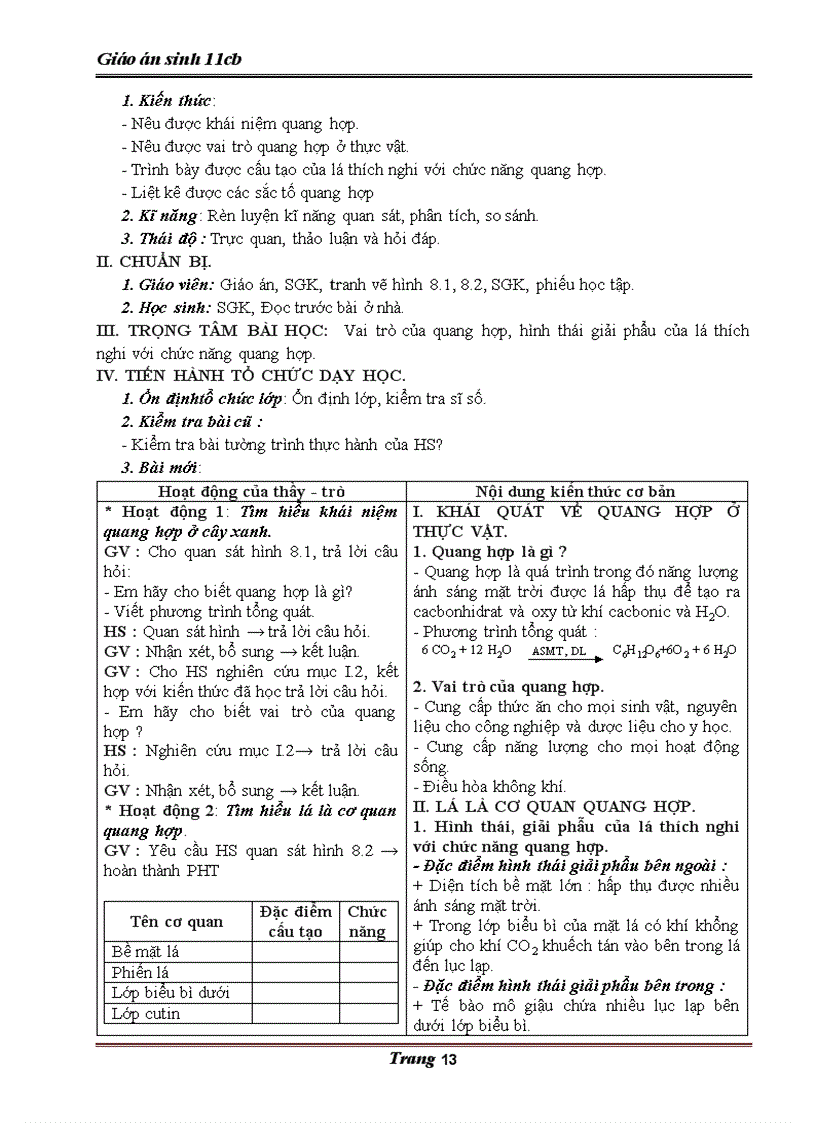 image for page Giáo án Sinh 11 Cơ bản 4