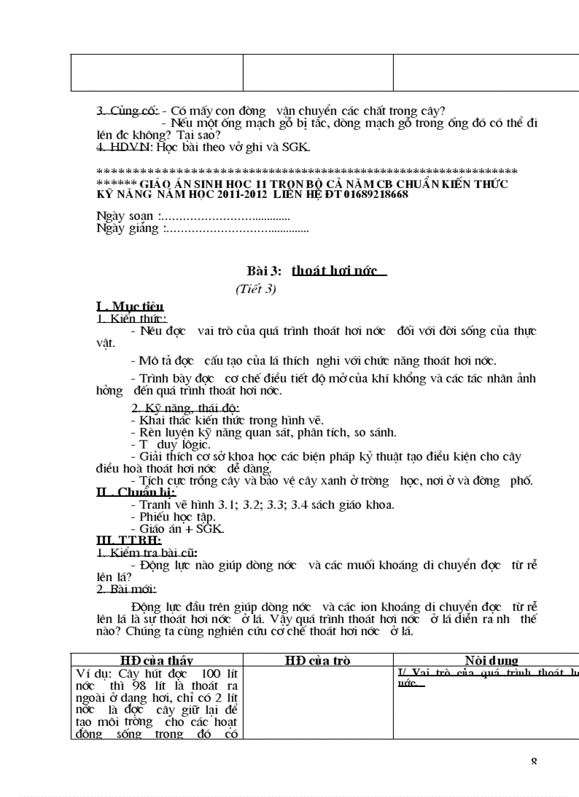 image for page Giáo án Sinh học 11 chuẩn mới 2012