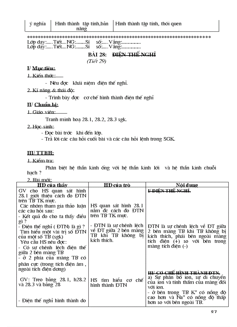 image for page Giáo án Sinh học 11 cơ bản chon bộ 3