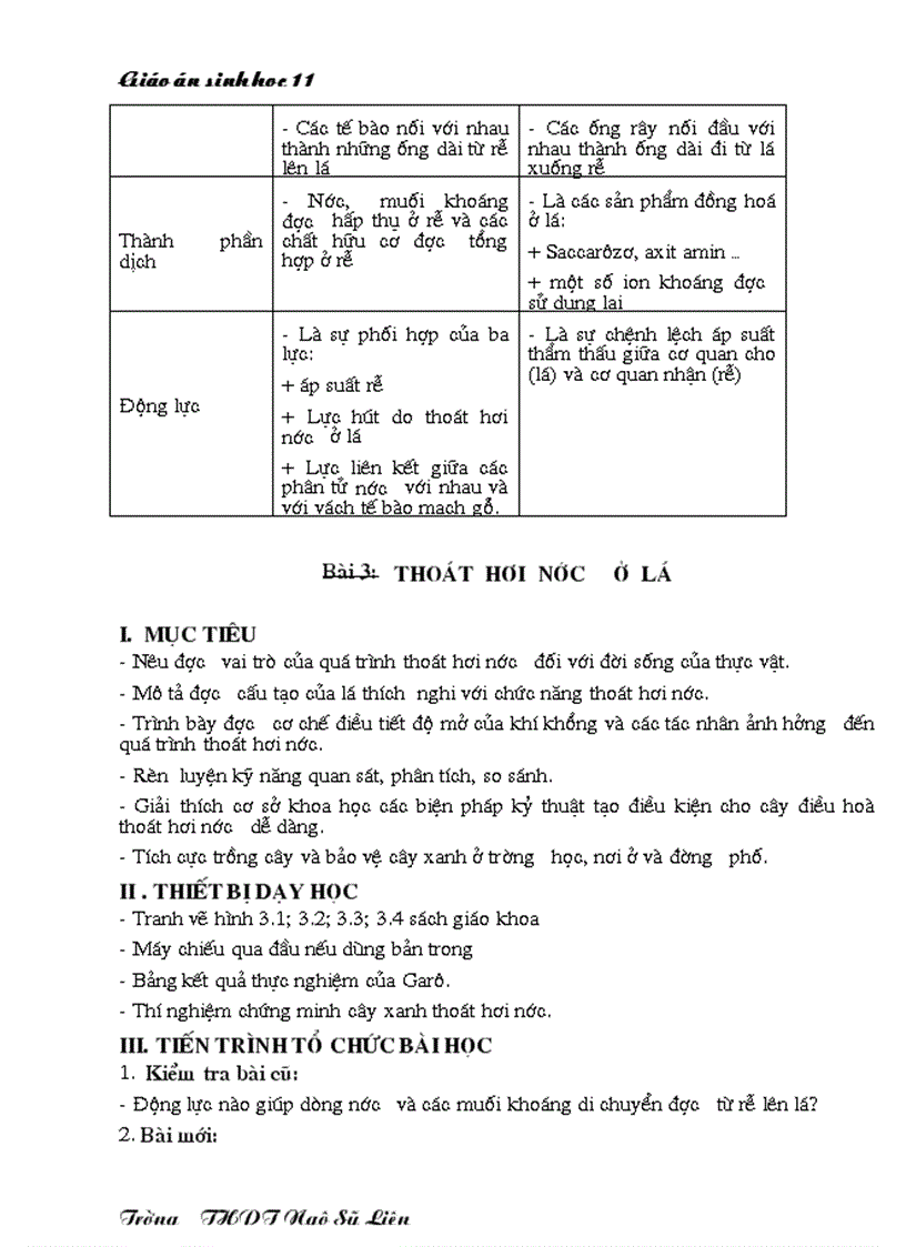 image for page Giáo án Sinh học 11 HKII