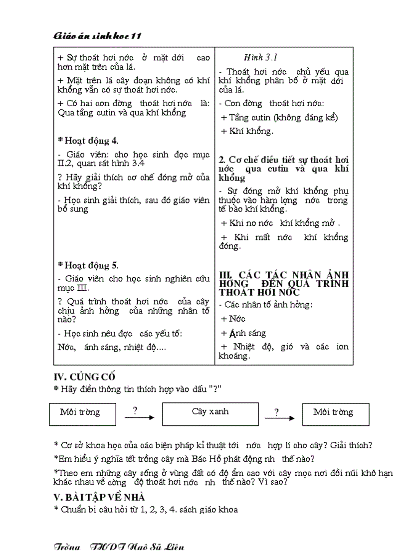 image for page Giáo án Sinh học 11 HKII