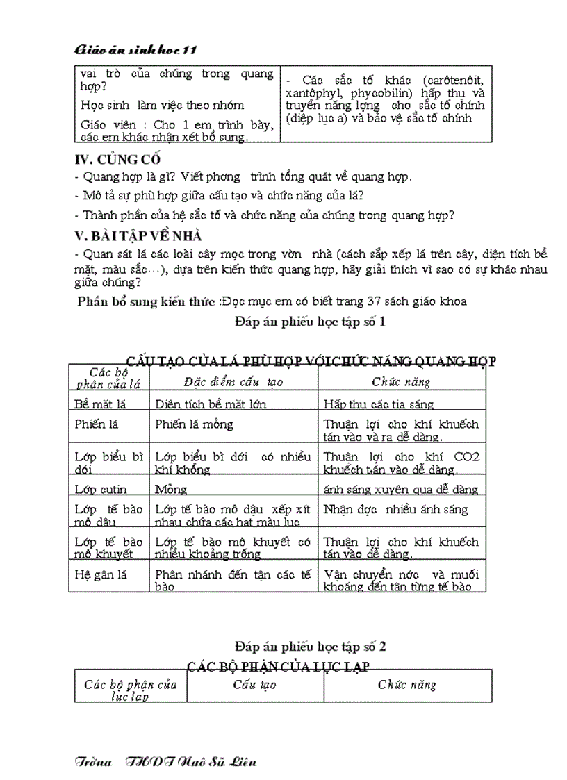 image for page Giáo án Sinh học 11 HKII