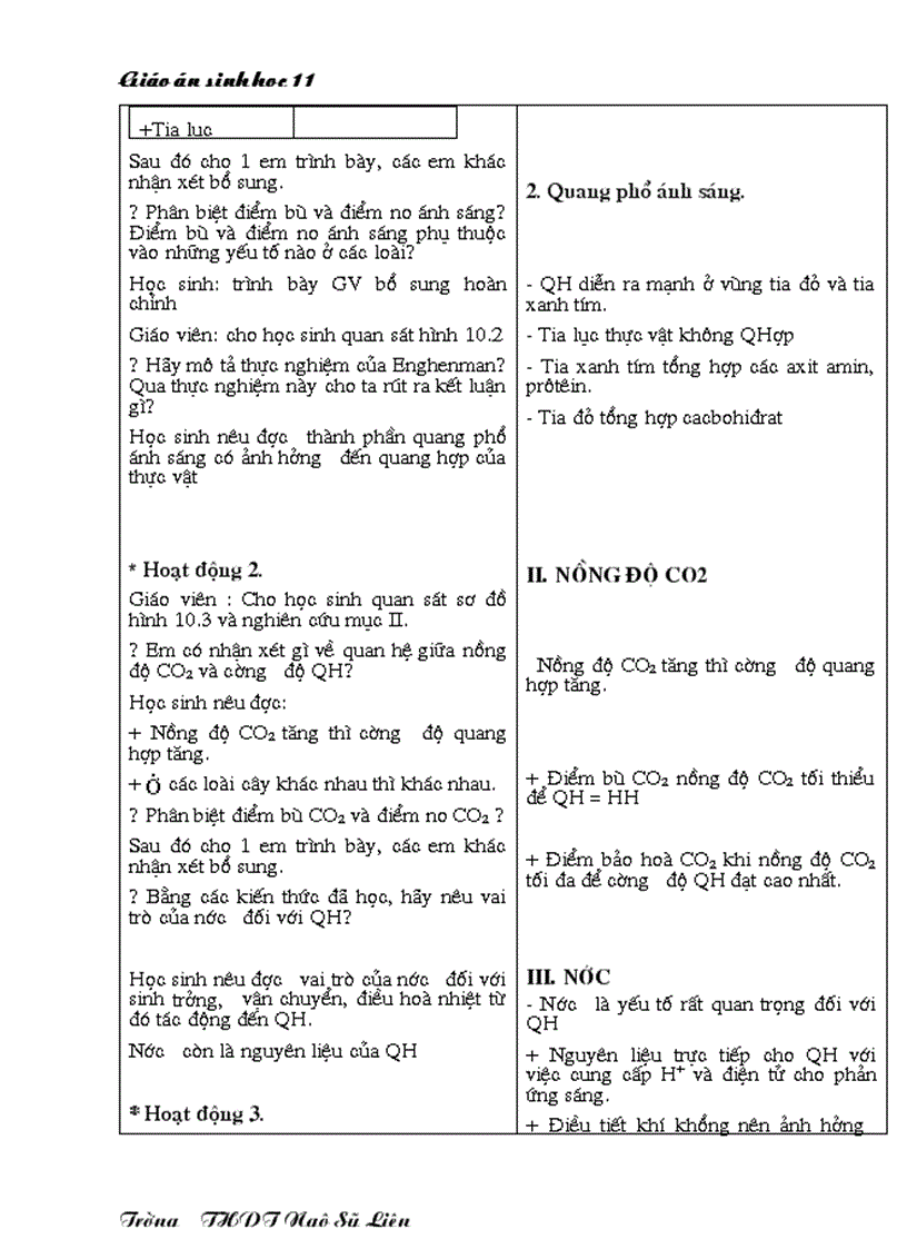 image for page Giáo án Sinh học 11 HKII