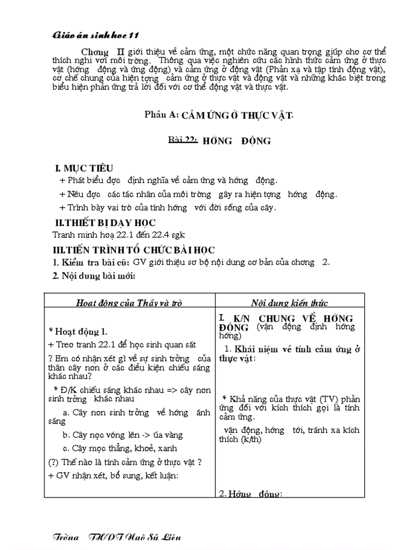 image for page Giáo án Sinh học 11 HKII