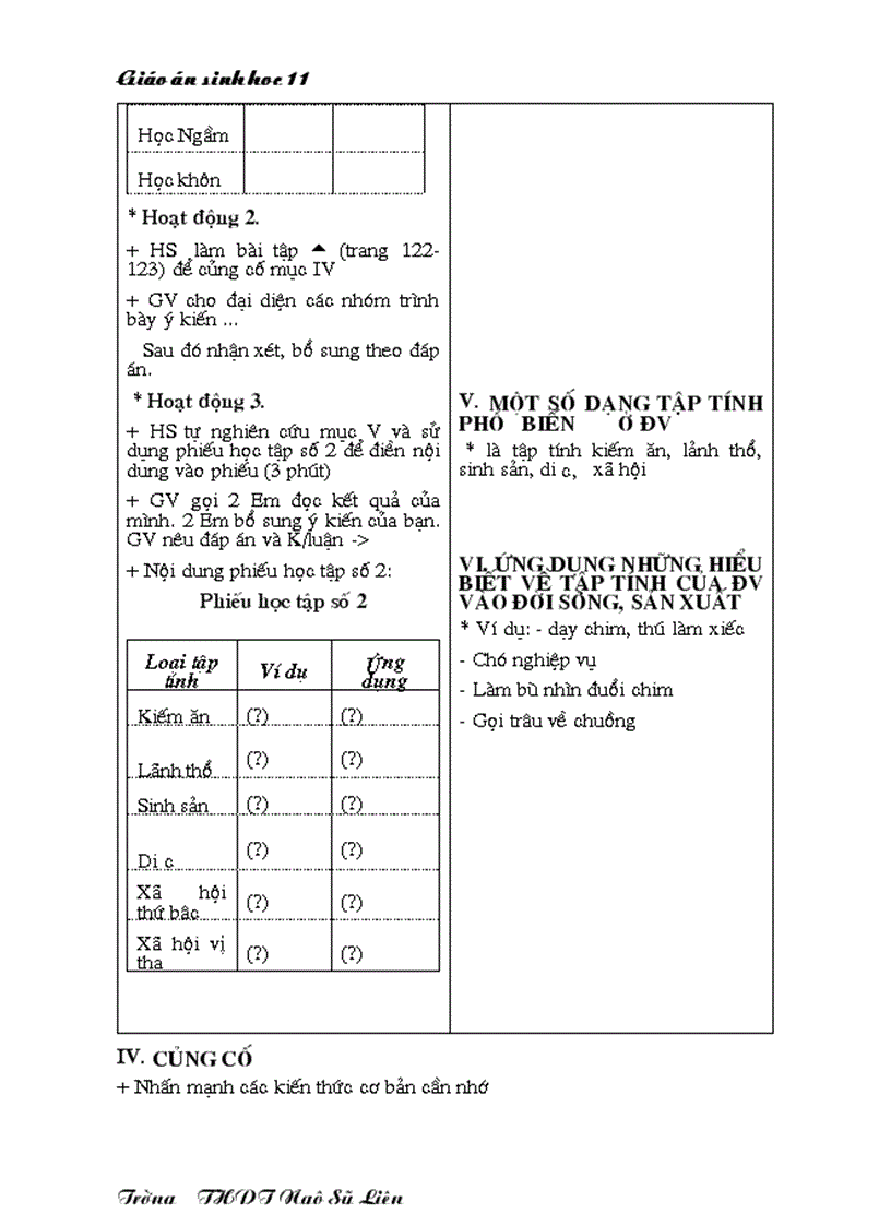 image for page Giáo án Sinh học 11 HKII