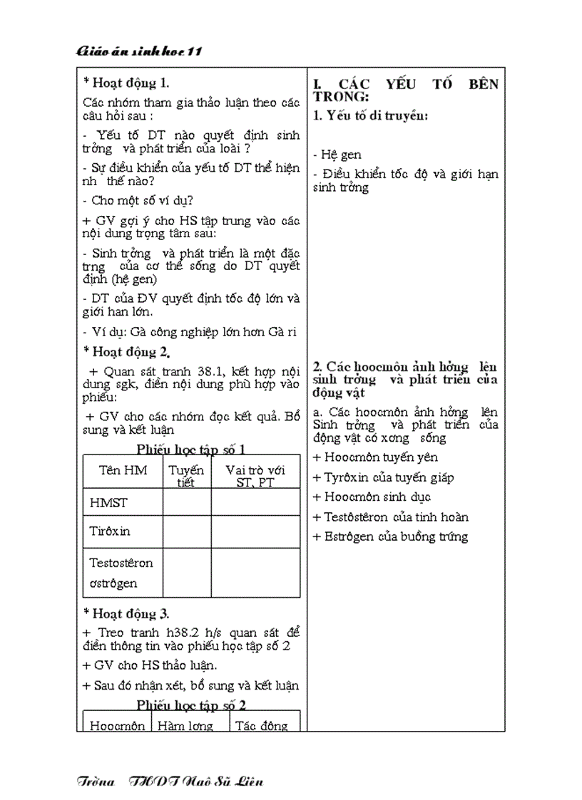 image for page Giáo án Sinh học 11 HKII