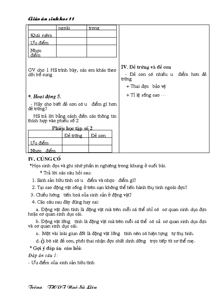 image for page Giáo án Sinh học 11 HKII
