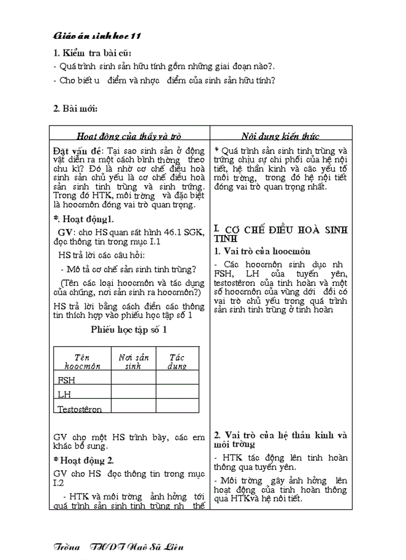 image for page Giáo án Sinh học 11 HKII